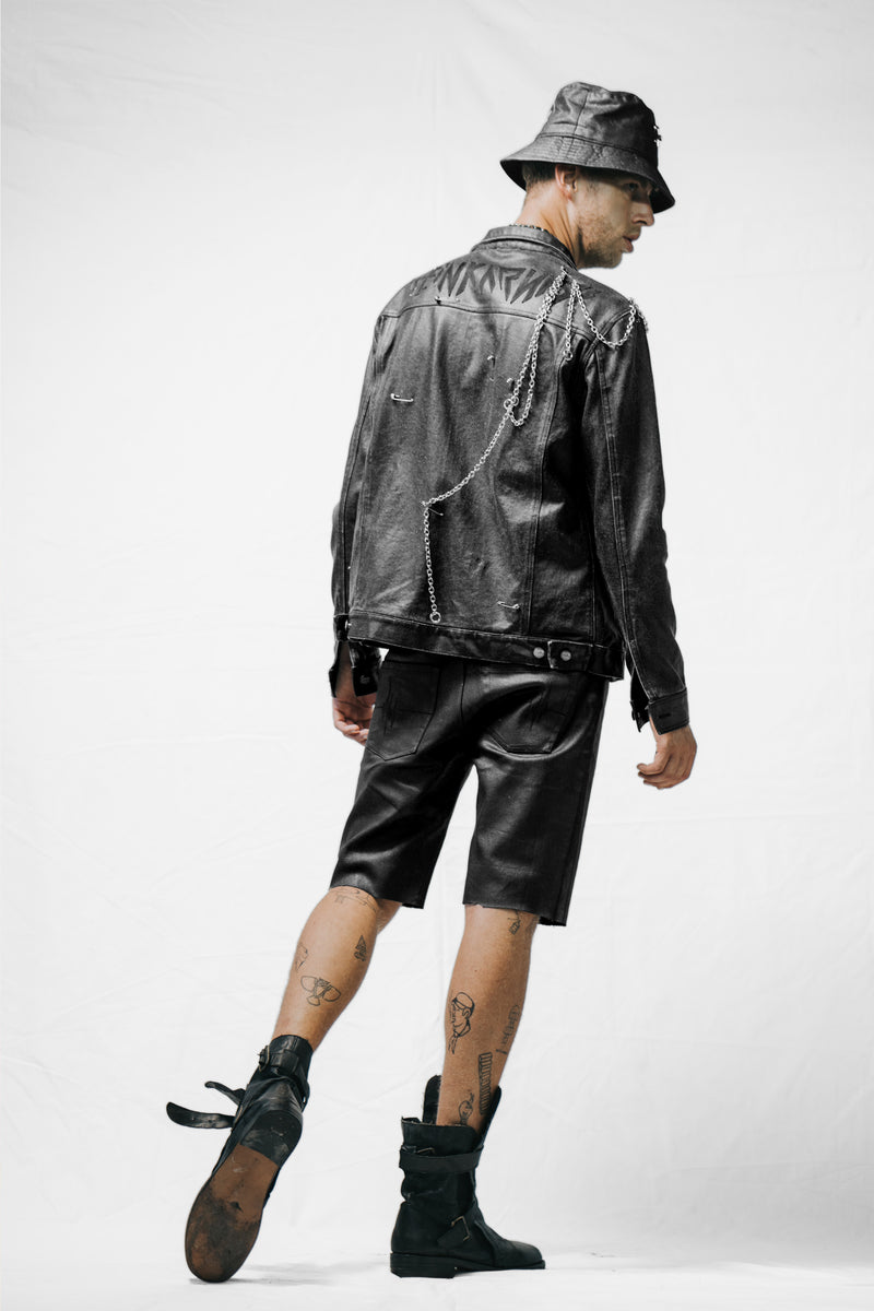Trucker Jacket Black Wax Coated – Reinkarnasi Clothing